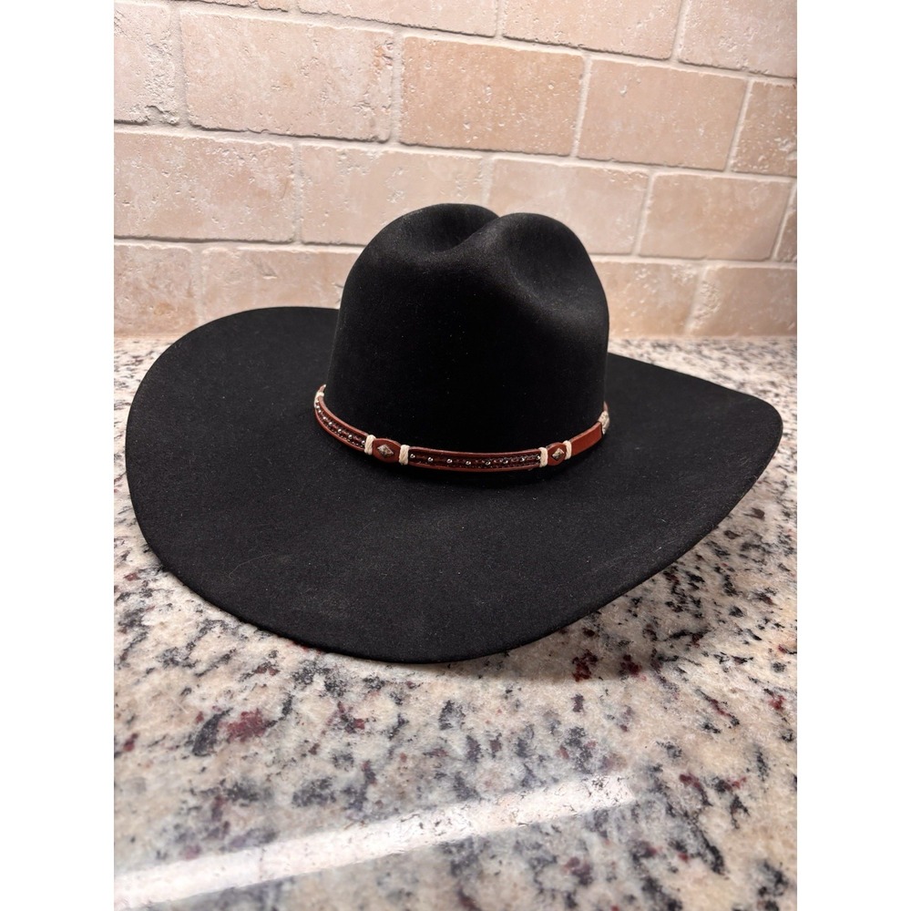 Stetson 6 X Fur Felt Monterrey Black Cowboy Hat 7 1/4 Western USA EUC